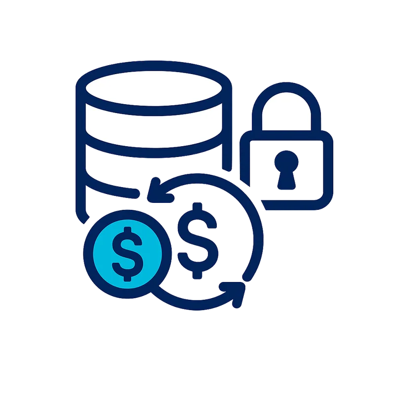 Atomic debit and ledger record icon